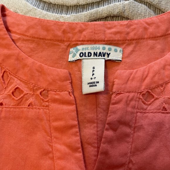 Old Navy Girls Coral Sleeveless Dress Size Small 6-7 Kids EUC Lined - Picture 3 of 6